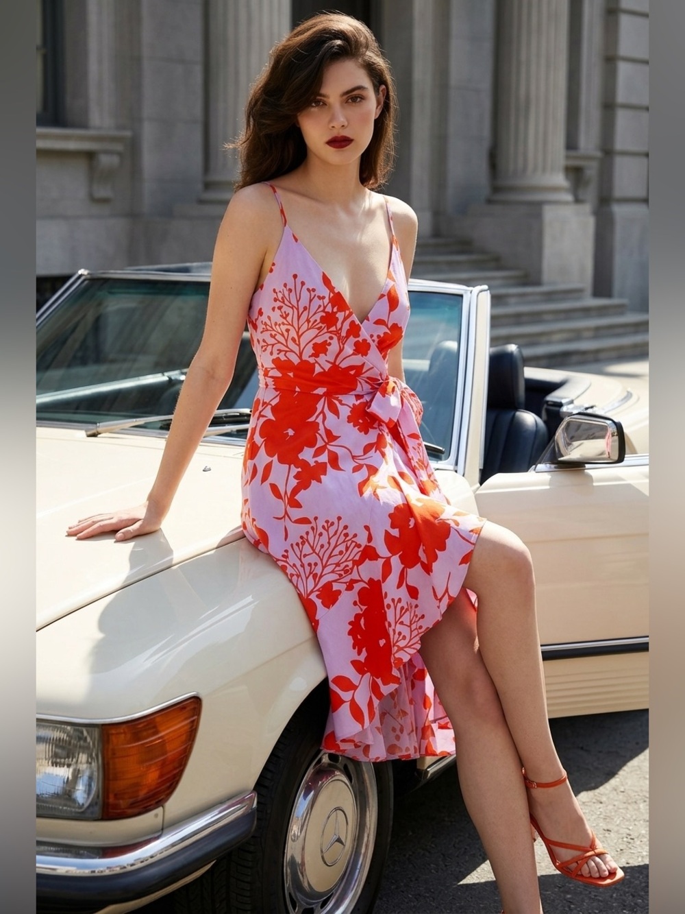 Hutch Wrap-Style Floral Dress in Vibrant Colors
